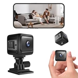 ONGNIUU Mini Kamera, Mini Kamera Überwachung Innen, 1080P WiFi Mini-Kamer a, mit Nachtsicht & Bewegungserkennung, Kostenloser Cloud-Speicher & TF-Speicher, für Startseite Büro Sicherheit (W11)