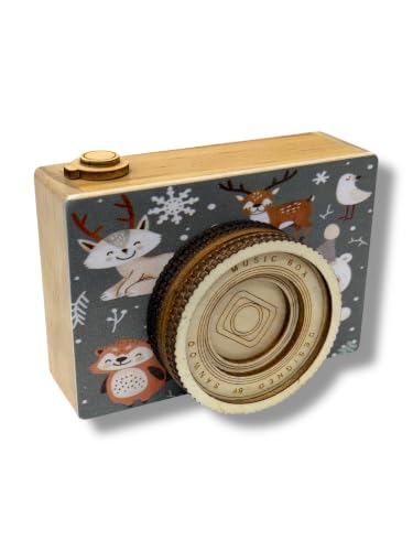 Image of AUGEN Exclusive Music Box Musical 360 rotatable Carousel Children's Wooden Men and Women Birthday Creative Christmas Valentine's Day Gift Home Decoration (Camera E)