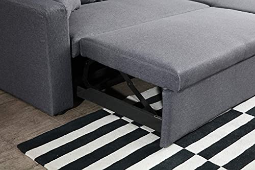 Greatime Fabric Convertible Section Sofa/Reversible Sleeper Sofa & Chaise/Multi-Functions Cozy Bed #TOP4