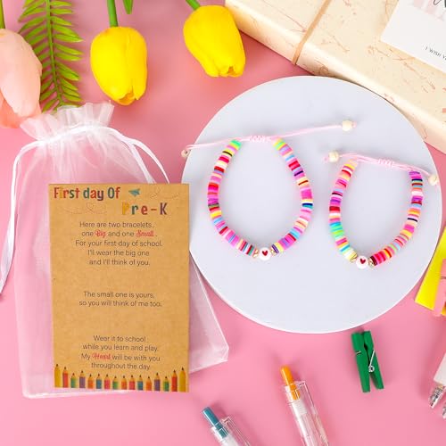 Image of Back to School Supplies, First Day of Kindergarten Bracelet, Back to School Bracelet Mommy and Me, Prek Matching Wish Bracelets Set, Adjustable Bracelet for Boys Girls Gifts Stuff Bulk