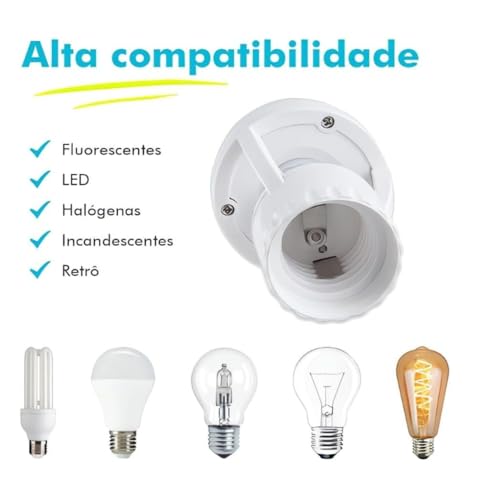Sensor de Presença Bivolt para Lâmpada com Fotocélula - Soquete E27, Detecção de Movimento e Economi
