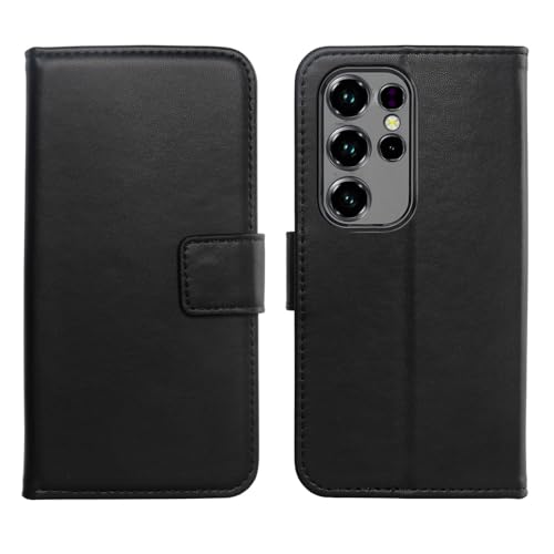 Tnviud Flip Premium Echt Leder Tasche Hülle Für Oukitel C2 2025 Lederhülle Handyhülle Schutz Klapphülle Handy Schale Etui Wallet Cover Hülle (Schwarz)