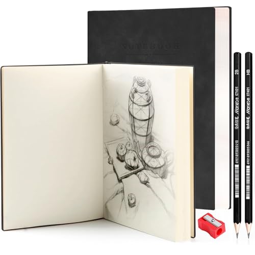 La mejor selección de Carpetas de dibujo los preferidos por los clientes. 47 2 Pcs Cuaderno de Dibujo A5,Libreta Hojas Blancas con Páinas Giratorias de 360°-180hojas/360páginas Con 2 Lápices de Dibujo(HB+2B)+1Sacapuntas,Funda Impermeable de Cuero Suave...