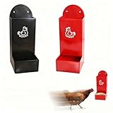 DZHPSRSZ Distributeur automatique de grains de poulet en métal – Mangeoire à grains et coquilles d'huîtres, accessoire essentiel pour poulailler (noir et rouge)