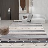 Kunsen Tapis Chambre Fille ado Bord de lit rayé Moderne Tapis Salle a Manger Gris Tapis à Vendre Tapis de Sol enfant160X200CM