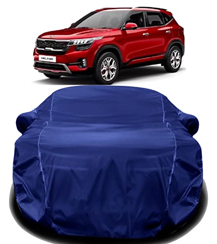 Image of AUCTIMO Kia Seltos Car Cover Waterproof - Car Body Cover for Kia Seltos with with Triple Third stiring for Quality Protection (Navy Look)