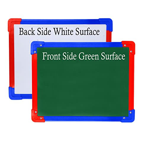 Image of Eduway Glossy Marker Surface 2 in 1 Whiteboard + Green Chalk Board Slate On Back Side, Best for Kids Learning and Office Use (Size:15x12 Inch | 38x30 cms)