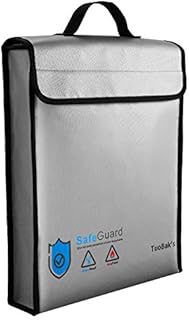 TuoBak's Fireproof Document Bag,Fireproof Document Box,Large Capacity Solid Silicone Coated Fireproof Document Holder 15.8" x 12.6" x 3.1" with Zipper Closure for Money,Documents,Jewelry