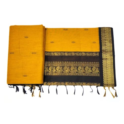 Image of Pure Kalyani Cotton Saree | Zari Border & Blouse Piece - Lata Gadwal Design | Traditional Saree