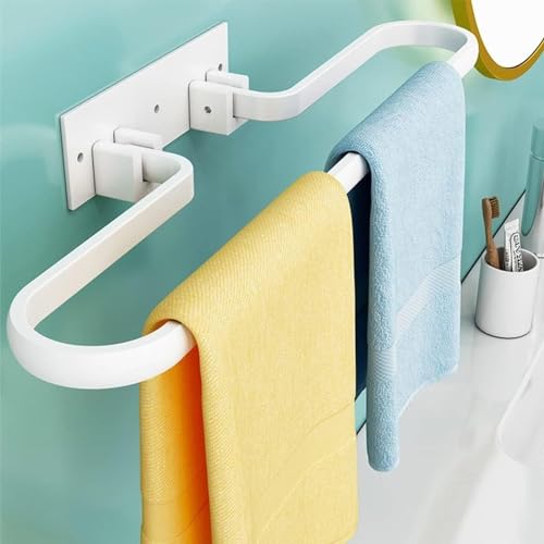 Porte-serviettes mural sans perforation pliable à 90 degrés blanc 40 cm