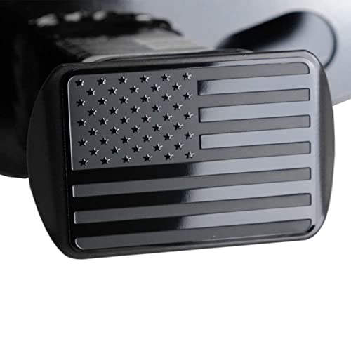 LT Sport Aluminum Made Tow Trailer Hitch Cover Receiver Black American Flag Emblem Plug