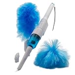 JML Dust Hero 2-in-1 Electric Duster & Cordless Vacuum with Telescopic Long Handled Duster (30-90cm), Spinning Dusters for Cleaning, LED Light, HEPA Filtration & Crevice Attachments for Home & Car