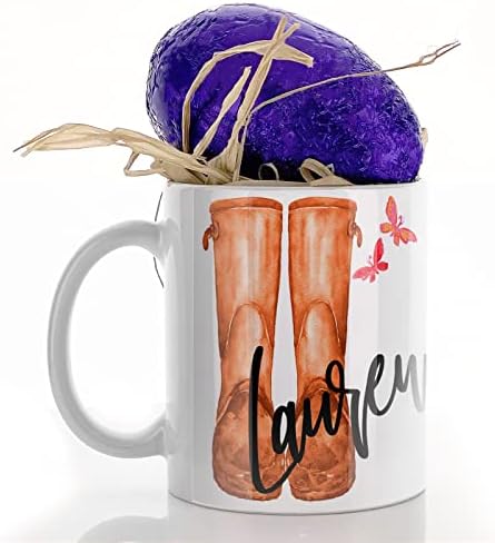 Hairyworm Personalised Mug and Milk Chocolate Easter Egg Gift Set, Customised with Name/Number/Text, (11oz) White Mug with Red Football Shirt, Football Mug