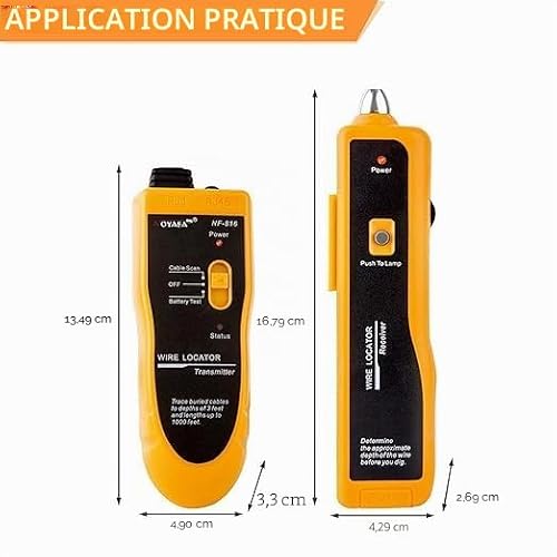 NOYAFA nf-816-c Localisateur de câble sous-sol pour clôture pour animaux de compagnie, arroseur, tuyaux métalliques, fils de téléphone, câble coaxial avec casque – vue 7