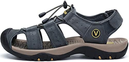 FLARUT Sandalen voor Heren Outdoorsandalen Trekkingsandalen Leer Wandelsandalen Sportsandalen(Grijs B,44 EU