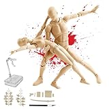 CHALAN デッサン人形 漫画 30個関節可動 デッサンモデル フィギュア 人形 デッサンドール 全身ドール 素体 模型 キャラクター 男性 女性 スタンド付き 作画 練習 美術 スケッチ 小道具 ジェスチャー変更可能 男性-肌色+女性-肌色