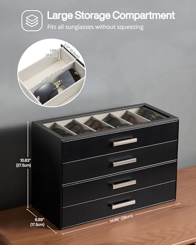 image for ProCase 12 Slots Sunglasses Organizer, 2-Layer Eyeglass Holder with Cl