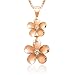 14k Rose Gold Plated Sterling Silver Two Plumeria Necklace with 18" Box Chain