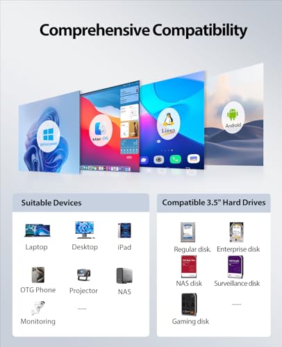 ORICO 4 Bay Raid Hard Drive Enclosure Support 8 RAID Modes for 3.5inch HDD Max up to 88TB for External Direct Attached Storage, Efficient Expansion Backup(Alluminum Alloy)-9848RU3 image 8