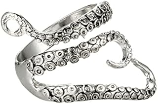 Holibanna Unisex Octopus Ring Gothic Punk Tentacles Ring Adjustable Stainless Steel Squid Kraken Rings Retro Steampunk Opening Jewelry for Women Men