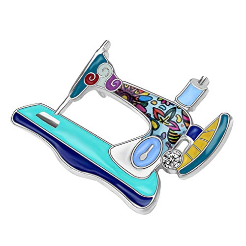 Newei Enamel Alloy Rhinestone Sewing Machine Brooches Pin Jewelry For Women Girls Novelty Gift Charms #TOP1