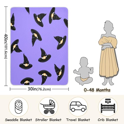 Burbuja Witch Hats on Lavender Baby Blanket for Boys Girls, Nursery Soft Warm Swaddling Receiving Baby Blankets, 30x40 in Toddler Blanket3