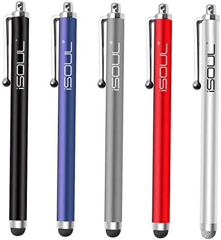 iSOUL Stylus Touch Pen, [5 PACK] Styli Capacitive Touchscreen Pen Steel Stylus For iPhone, iPad Mini, Pro, Galaxy, Note, Tab, Nexus, Nokia, Blackberry, OnePlus, Tablets and More (Multi)