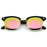 zeroUV - Rubberized Mirror Polarized Lens Half Frame Sunglasses 49mm (Rubberized Black-Gold/Pink Mirror)