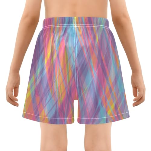 GuoChe Boy Beach Shorts Little Boys Drawstring Inseam Board Shorts Compression Liner Colorful Striped3