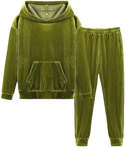 LecGee Girl's Hoodie Tracksuit 2 Piece Velour Outfits Hooded Pullover Sweatshirt Sweatpants Jogging Sweatsuit Set