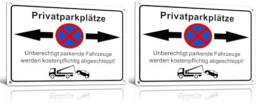 TAKULA Parken Verboten Schild Privatgrundstück 30x20cm Reflektierend (Packung mit 2)