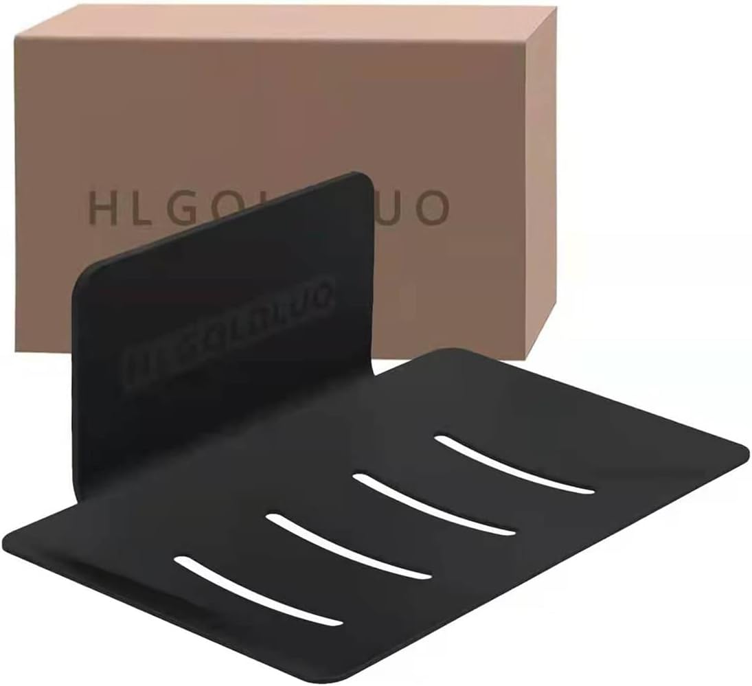 CHRUNONE Self-Adhesive Soap Dish for Shower, Aluminum Bar Soap Holder Dishes for Bathroom Black