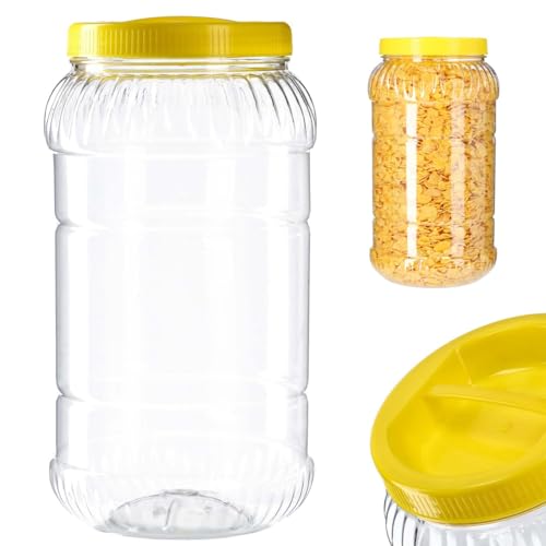 KADAX Tarro de almacenamiento redondo con tapa, recipiente de plástico resistente y a prueba de agua, organizador de cocina (3L)