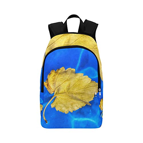 MOVTBA Leaf Water Yellow Blue Casual Daypack Travel Bag College School Backpack