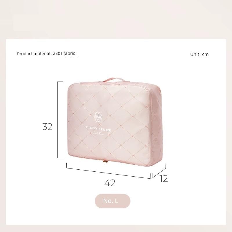 Image of Pink Travel Organizers Packing Cubes Luggage Organizers Compression Pouches 3 in 1 Travel Clothes Storage Bag