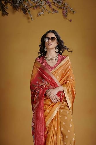 ZILVIRA orange handloom silk saree – image 7