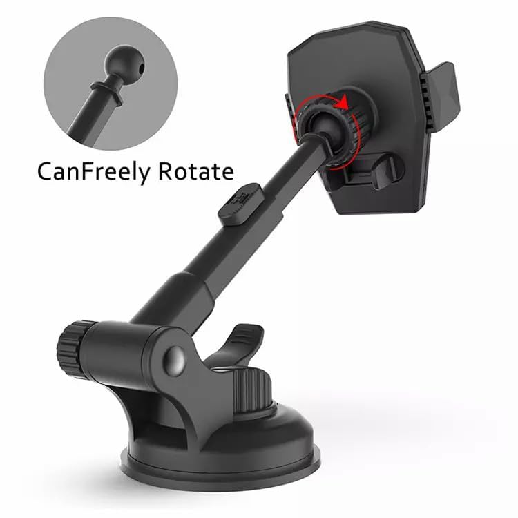 Image of ModishOmbre MH1129 Universal Premium Mobile Holder for Car with Telescopic Arm Automatic Arm Lock Car Phone Mount with 360 Degree Rotation Base Car Accessories for Phone Exceptional