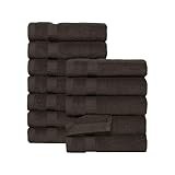 SALBAKOS 100% Turkish Cotton Washcloth Set of 12 13x13 inch | Heirloom Quality | Hotel & Spa Collection | Ultra Soft, Super Absorbent, Washcloth Towels | Made in Turkey (Chocolate, 12 Washcloths)