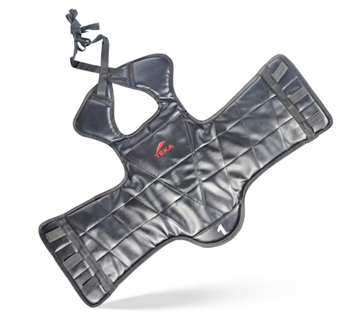 Victorbudo USA Boxing Body Protector Reversible, Kickboxing MMA Muay Thai Chest Guard, Sparring Training Heavy Punching, Adjustable Shield, Martial Arts Upper Belly Protection Pad (Large - Black)