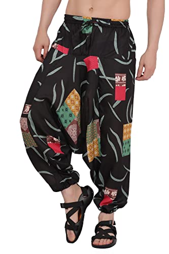 Image of Whitewhale Men's Cotton Solid Harem Pants Yoga Trousers Hippie Pant