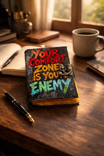 Image of CRAFT JUNKY Vintage Leather Journal Diary for Women and Men Travel Diary Notebook for Writing Deckle Edge Paper (Comfort Zone, 17.78 x 12.7 cm)