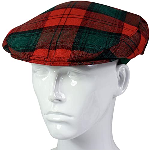 Casquette plate taille unique à carreaux écossais ajustement extensible