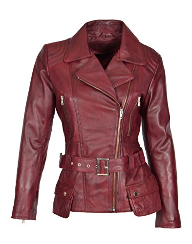 Veste en cuir de qualité supérieure coupe ajustée style motard chic