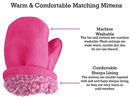 N'ice Caps Little Girls And Baby Soft Sherpa Lined Micro Fleece Pilot Hat And Mitten Set (Fuchsia 1, 4-7 Years) #TOP5
