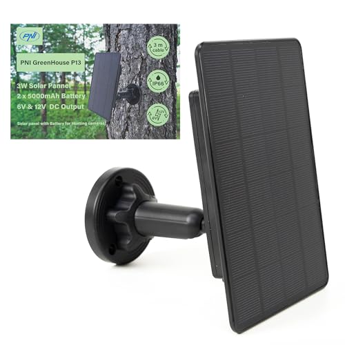 PNI GreenHouse P13 Solarladegerät, 6 V und 12 V Ausgang, 3 W, 5200 mAh Li-Ion-Akku, IP66 für Jagdkameras