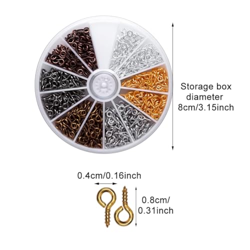 600 Stück Kleine Ösenschraube, Ösenschraube Mini, Mini Auge Schrauben 4 x 8 mm Augen Schraubösen Kleine Schrauben Ösen Mehrfarbig Mini Schaf Ösenschrauben Metall Ringhaken für DIY Art Crafts Schmuck