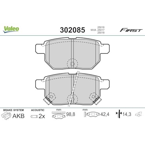 Valeo - Imbottiture Per Freni First - 302085 - Set Di 4 Imbottiture - Asse Posteriore - Completamente Dotato Di Accessori Montati. - 2