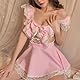 MIZSPISE Dienstmädchen Kostüm Reizwäsche Sexy Rosa Cosplay Anime Maid Kleid Lingerie Set Naughty Negligee Frauen Party Festival Halloween French Outfit Rollenspiel Rave Paare Valentinstag