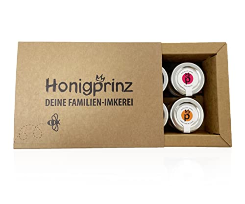 Honigprinz 28 g Honiggläser 6er Set - Familien-Imkerei - 100% Deutscher Honig - Probierset/Geschenk Set - Ideal zum Verschenken