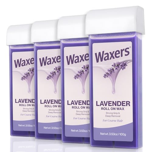 Roll on Wax, Lavender Waxing Roller Refill for Hair Removal Wax Cartridge Depilatory Roller Refill for Women Men 4 Pack